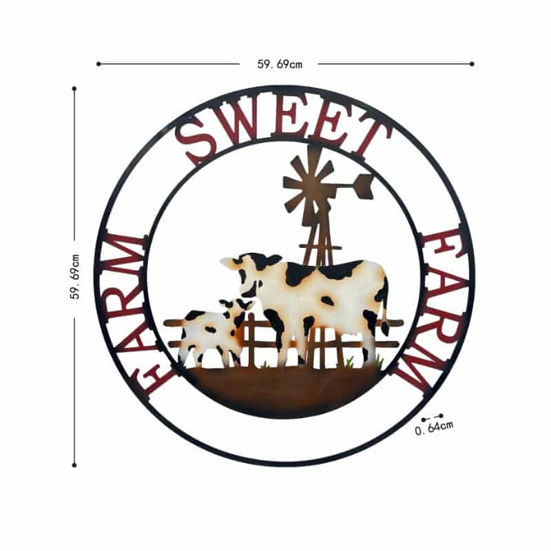 Laser Cut Cow Farm Sweet Farm Wall Art 60cm