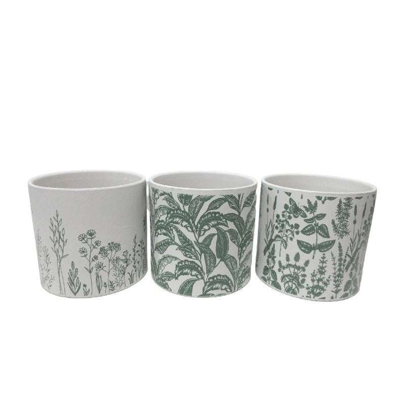 Set 3 Assorted Tropical Leaf Planters w Hole + Plug 16cm