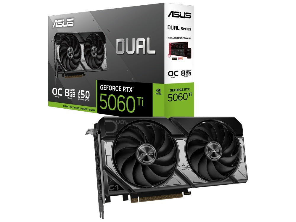 ASUS nVidia GeForce PRIME-RTX5060TI-O8G RTX 5060 Ti 8GB GDDR7 OC Edition 2617 MHz Boost Clock, RAM 28Gbps, 772 AI TOPs, Digital Max Resolution