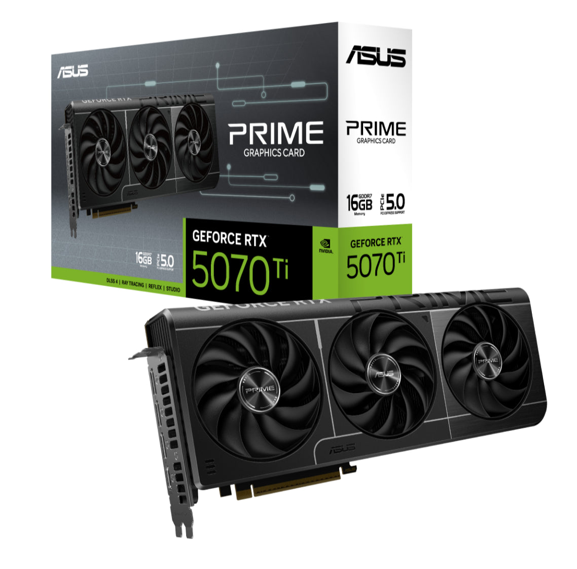 ASUS nVidia GeForce PRIME-RTX5070TI-16G 16GB GDDR7 2452MHz Boost Clock 28 Gbps 256-bit Digital Max Resolution 7680 x 4320