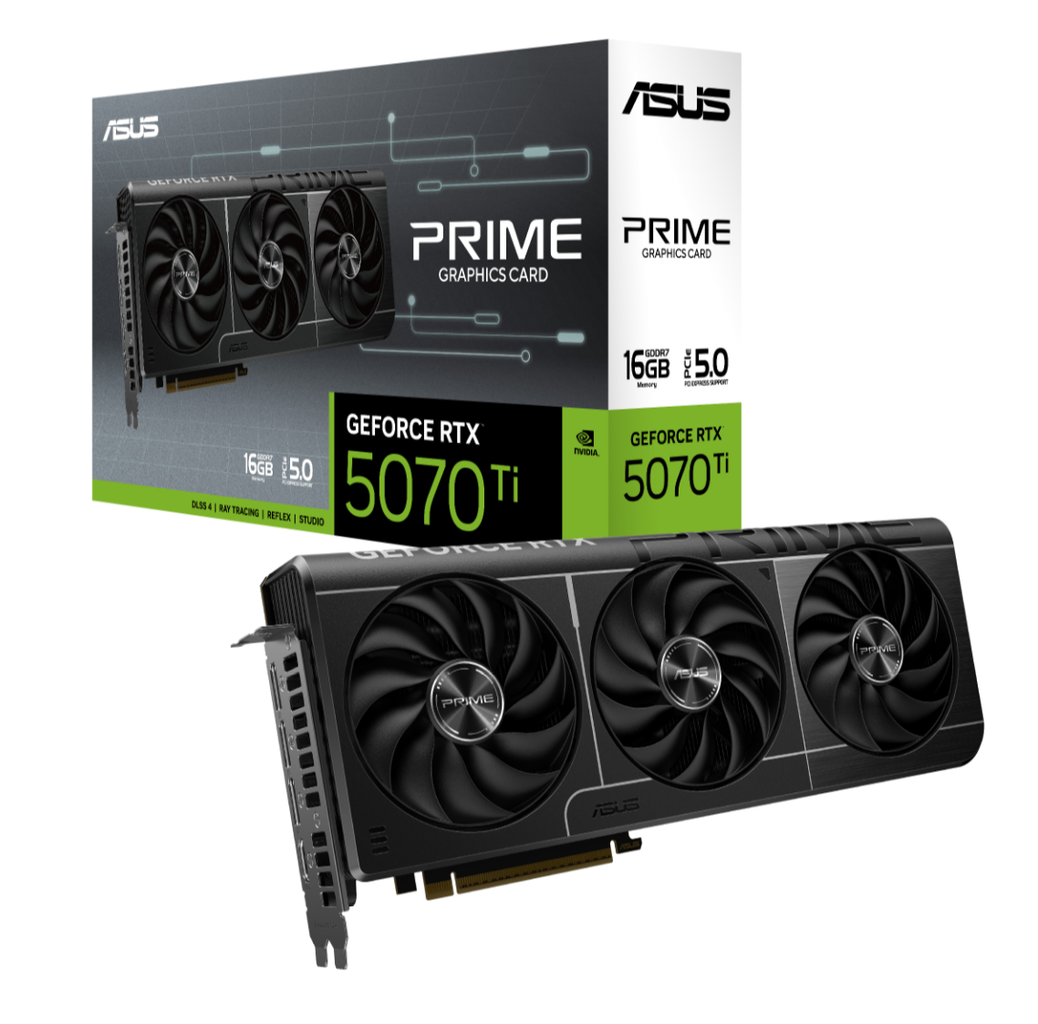 ASUS nVidia GeForce PRIME-RTX5070TI-16G 16GB GDDR7 2452MHz Boost Clock 28 Gbps