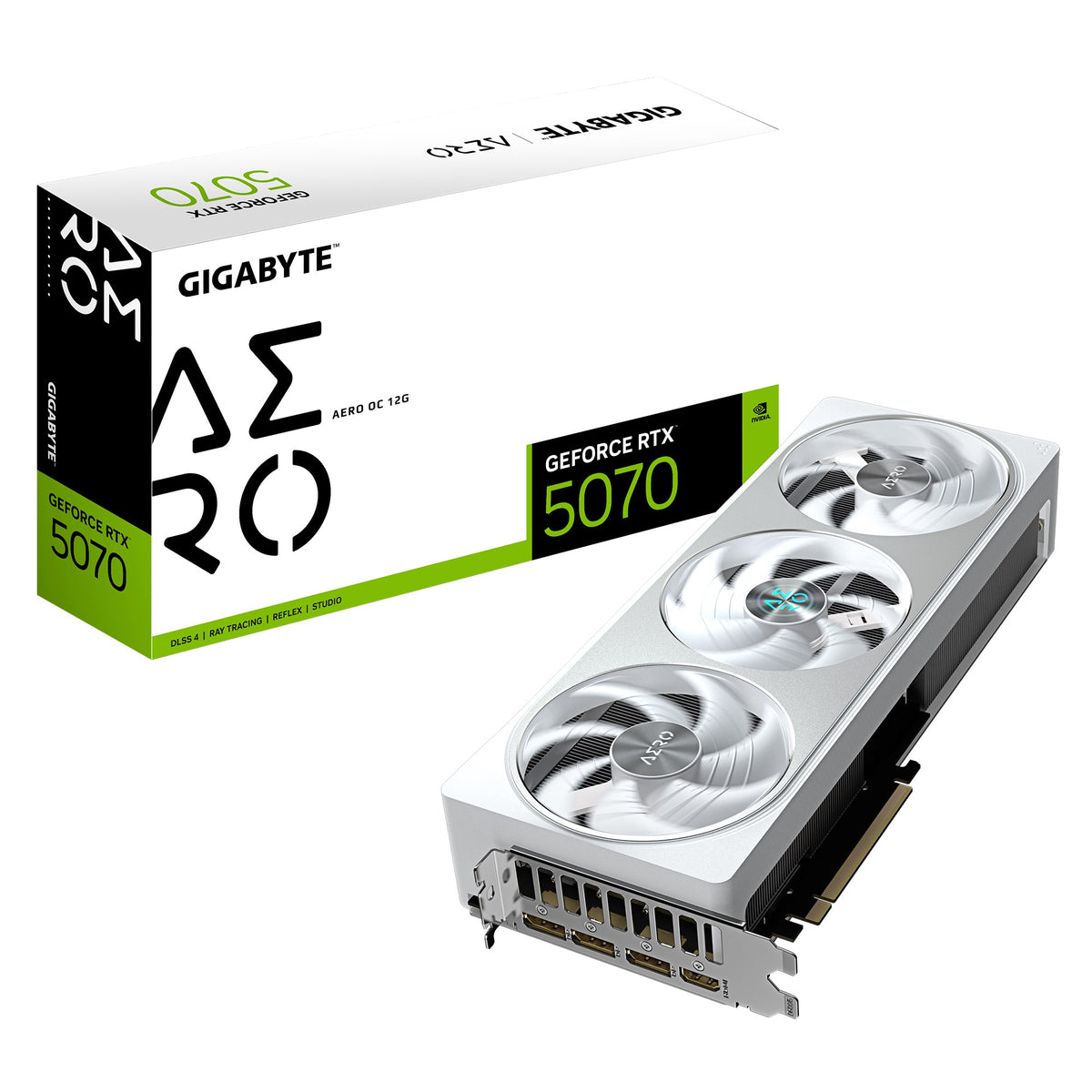 Gigabyte GeForce RTX™ 5070 AERO OC 12G, 2625 MHz, CUDA 6144, 128 Gbps