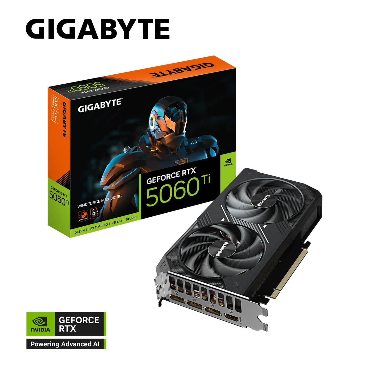 Gigabyte GeForce RTX™ 5060 Ti WINDFORCE MAX OC 8G, 2587 MHz, CUDA 4608, 28