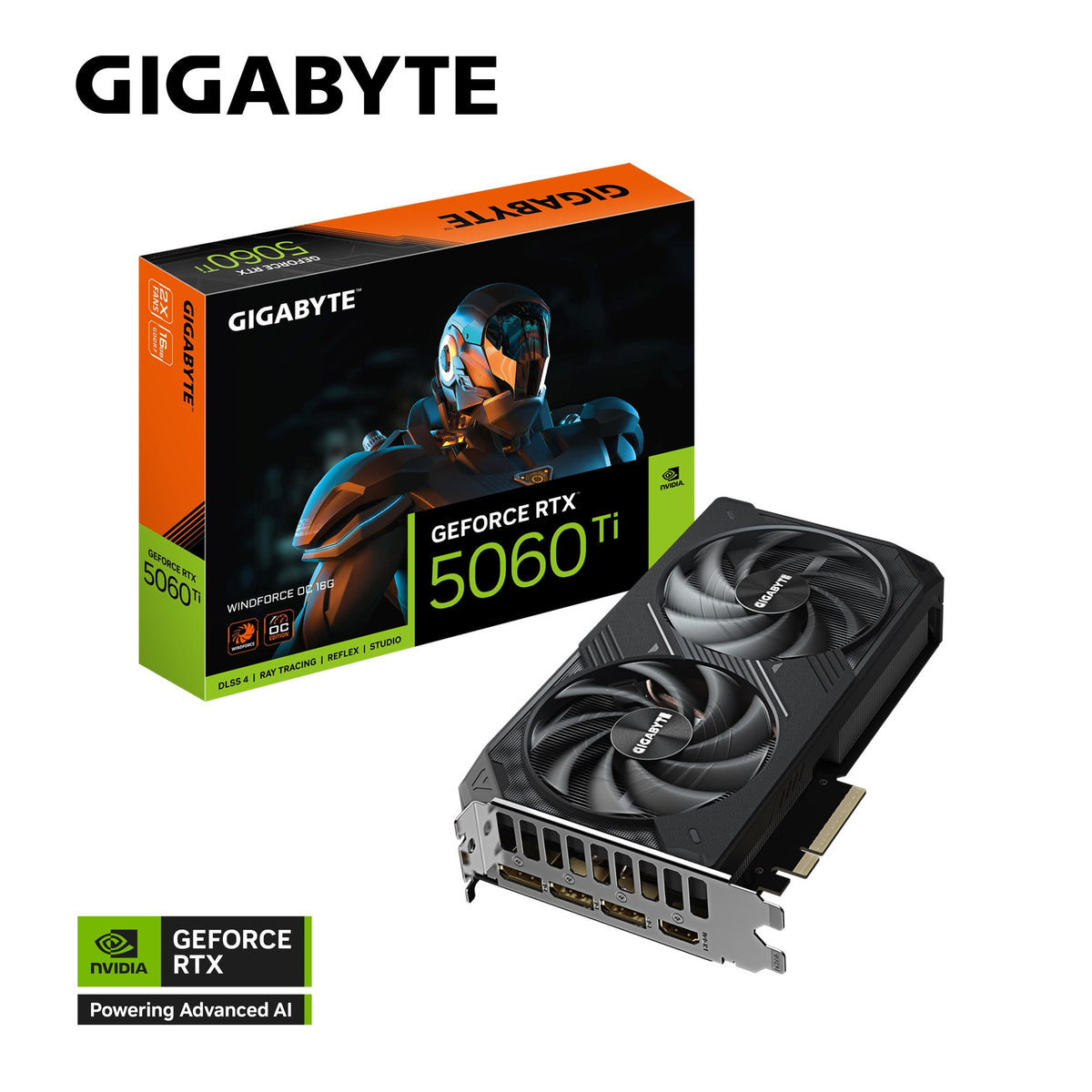 Gigabyte GeForce RTX™ 5060 Ti WINDFORCE OC 16G, 2587 MHz, CUDA TBD, 28 Gbps