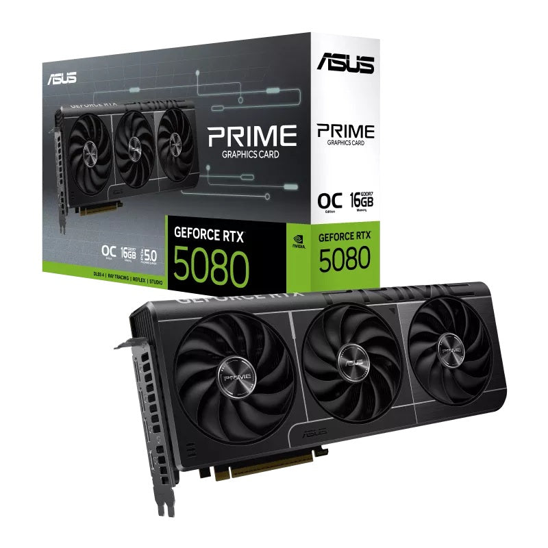 ASUS nVidia GeForce PRIME RTX5080 OC16G EVO, GDDR7, 10752 CUDA, 850W PSU, PCIe