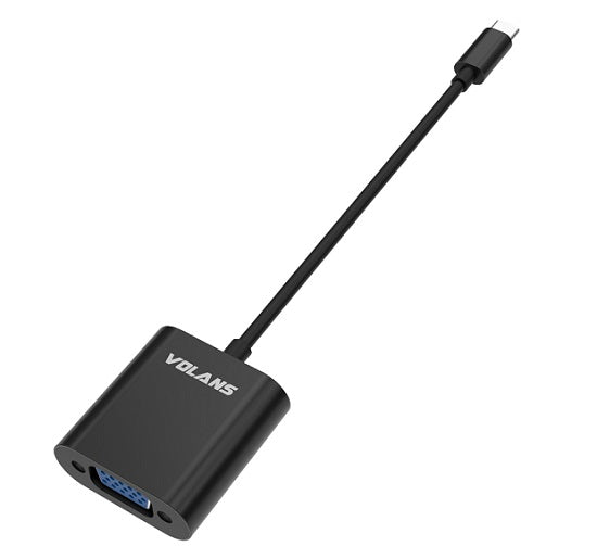 Volans VL-UCVG, Aluminium USB Type-C to VGA Adapter, Plug & Play, 1 Year