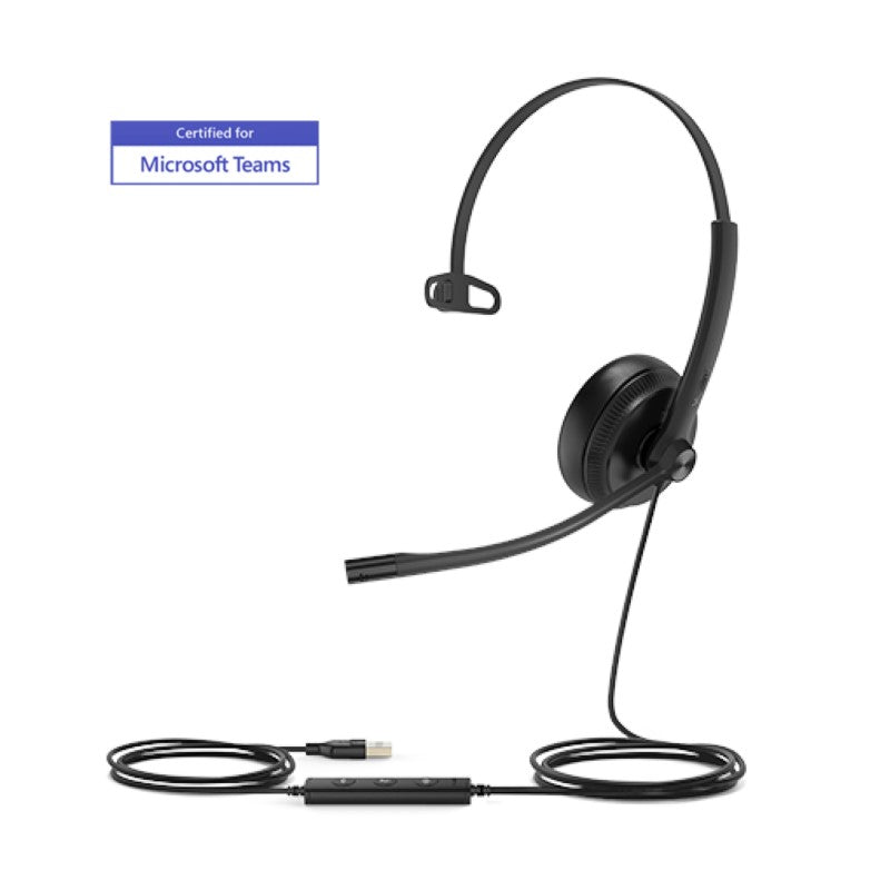 Yealink UH34-MONO-TEAMS, Wideband Headset, Over-the-Head, USB-A, Wired, Black, 2 Year Warranty