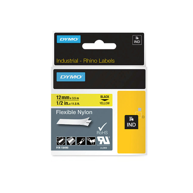 Dymo Rhino Ny Lbl 12mm 黑色/黄色