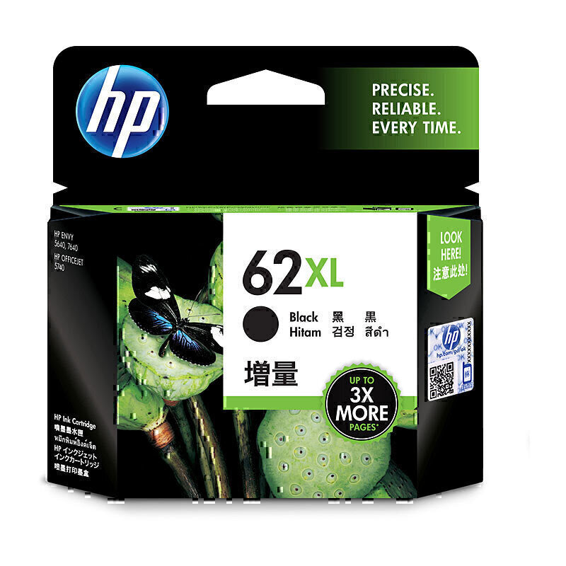 HP C2P05AA(#62XL)原装黑色墨盒 - 600 页