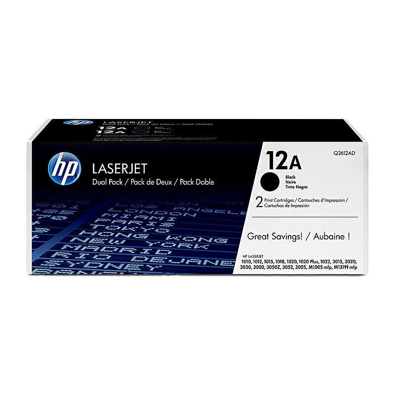 خرطوشة حبر أسود أصلية HP Q2612A (#12A) TWIN PACK - 2000 صفحة