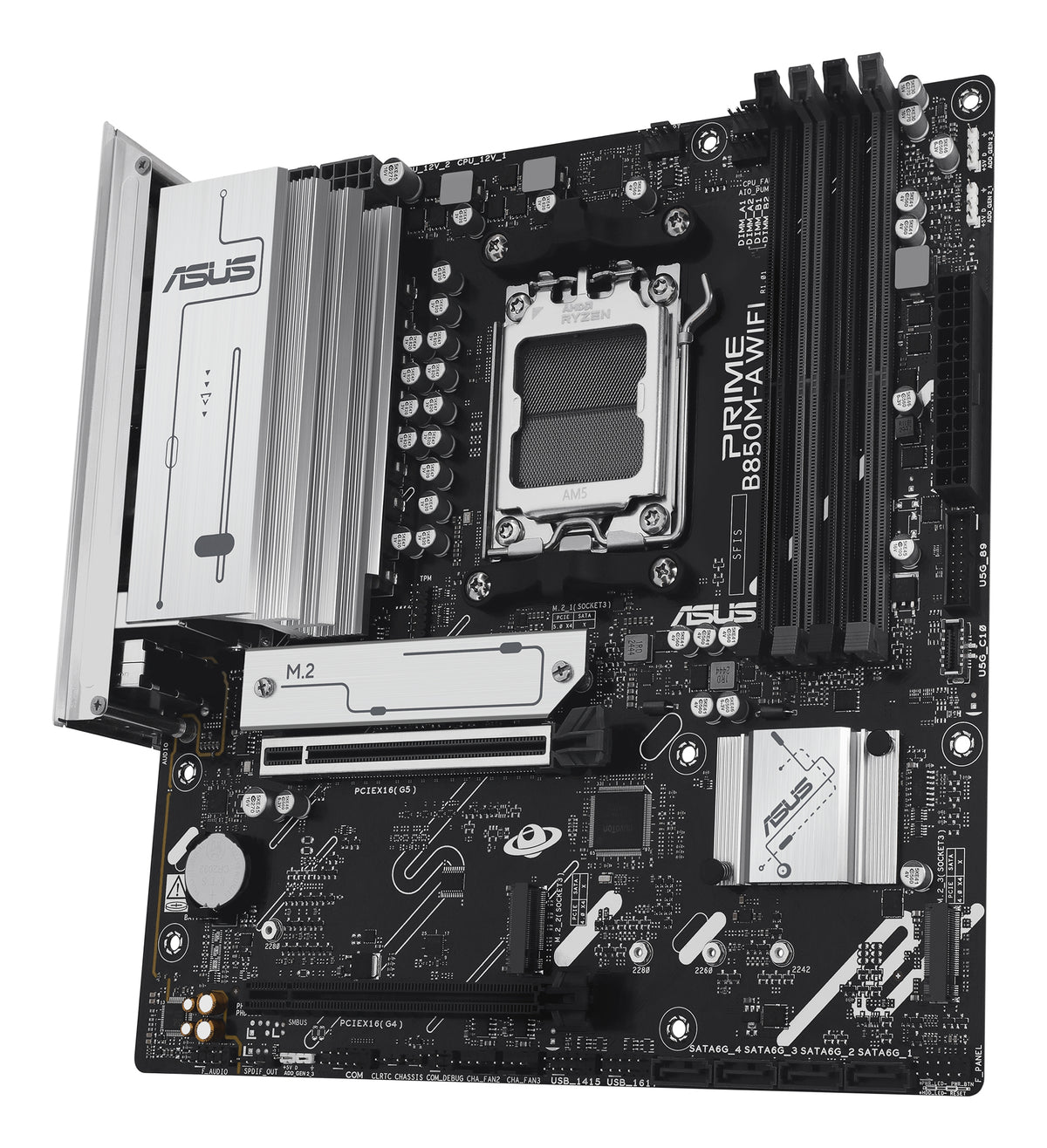 ASUS AMD PRIME B850M-A WIFI-CSM (AM5) mATX Motherboard, DDR5 256GB, 1x PCIe 5.0