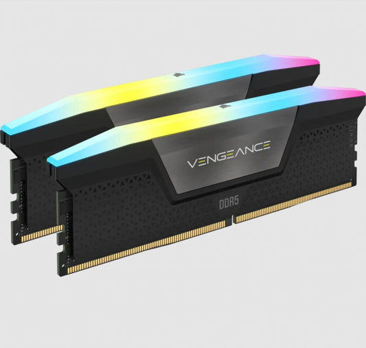 Corsair CMH32GX5M2B6000C40, Vengeance RGB, UDIMM, DDR5, 32GB(2x16GB), 6000MHz, CL40, 1.35V, Black, Limited Lifetime Warranty
