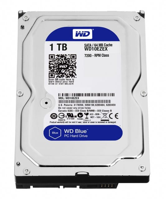 Western Digital WD10EZEX, Blue, 1TB, 3.5", SATA 6GB/s, 7200RPM, 64MB Cache, 2 Year Warranty