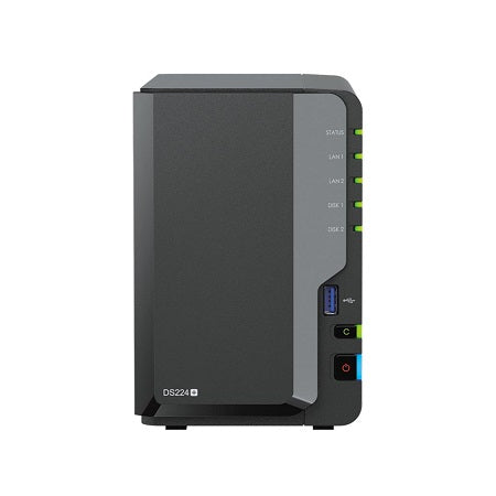 Synology DS224 , DiskStation, 2 Bay Tower, Intel Celeron J4125, 2GB DDR4 RAM, 2x3.5"/2.5" SATA HDD/SSD, 2xGbE, 2xUSB3.2, Hot Swappable, Diskless, 2 Year Warranty