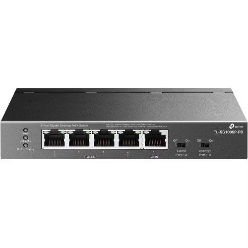 TP-Link TL-SG1005P-PD, 5-Port Gigabit Desktop Switch, 4xGbE PoE  Ports, 1xGbE PoE   Port, 5 Year Warranty