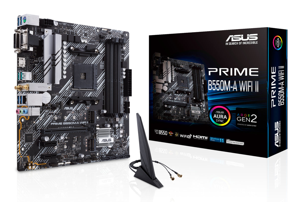 ASUS AMD PRIME B550M-A WIFI II (Ryzen AM4) Micro-ATX Motherboard, DDR4 128GB