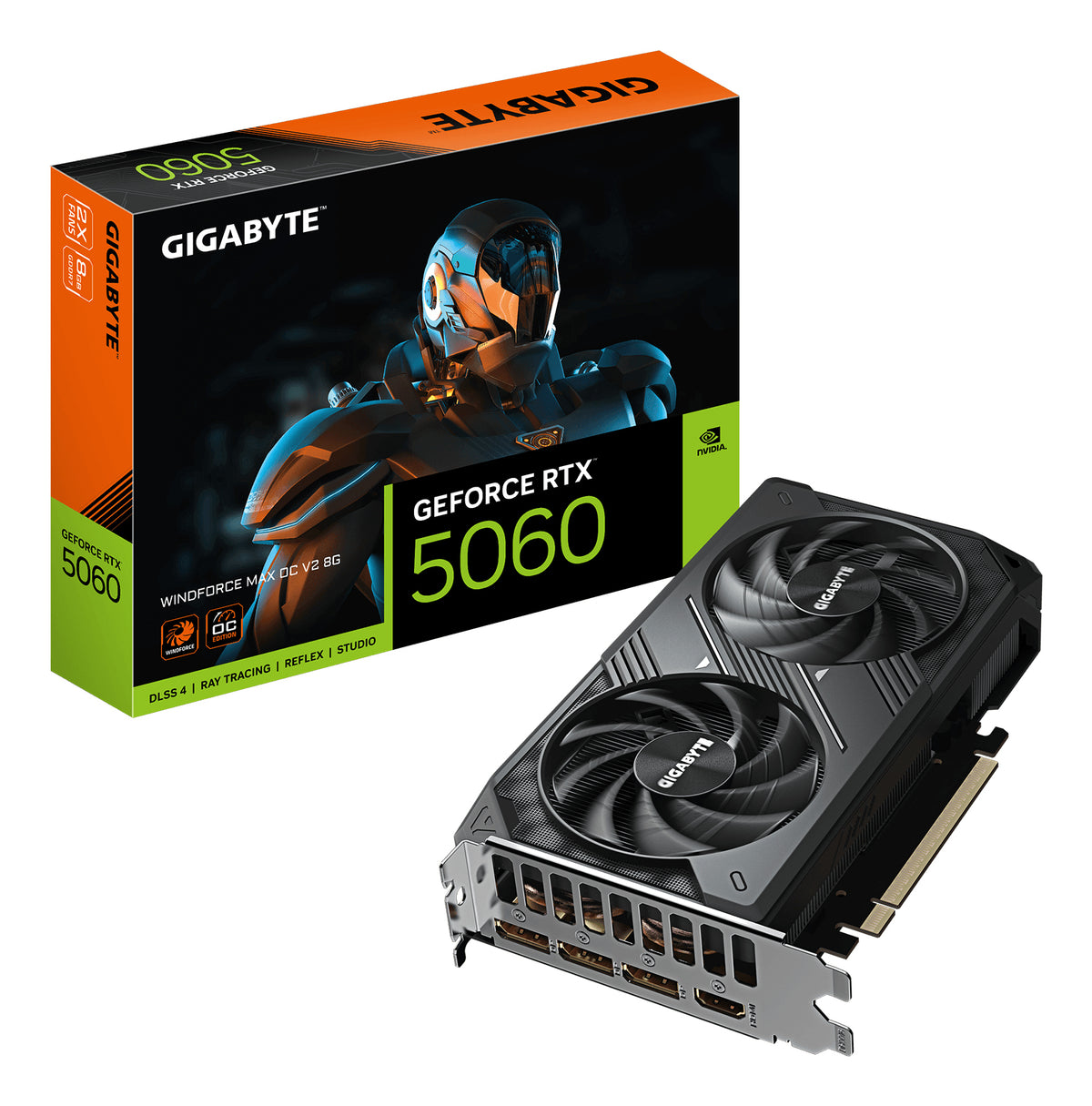 Gigabyte GeForce RTX™ 5060 WINDFORCE 2 MAX OC 8G, 2512MHz, CUDA 3840, 28Gbps