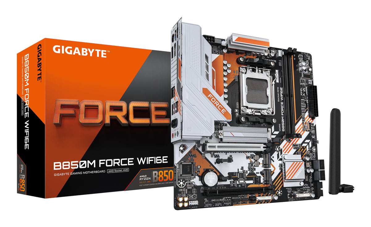 Gigabyte B850M FORCE WIFI6E, AMD AM5, 2 x DDR5 up to 128 GB, 1 x HDMI, 2 x PCI