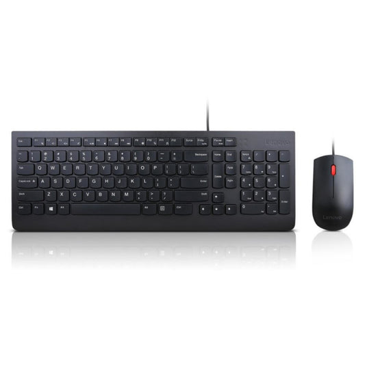 Lenovo 4X30L79883, Essential Wired Keyboard and Mouse Combo, Full Keyboard, Multimedia Hot Key Functions, Height Adjustable Keyboard, Wired Mouse, Optical, 1000 DPI, 1 Year