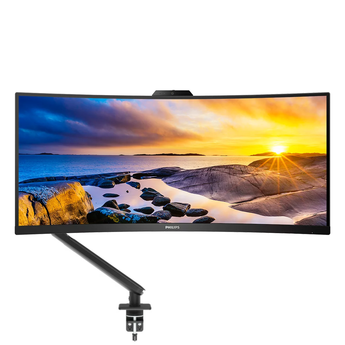 Philips Mount Up! Bundle. 34" UWQHD 100Hz UltraWide Curved Monitor, 5MP Webcam