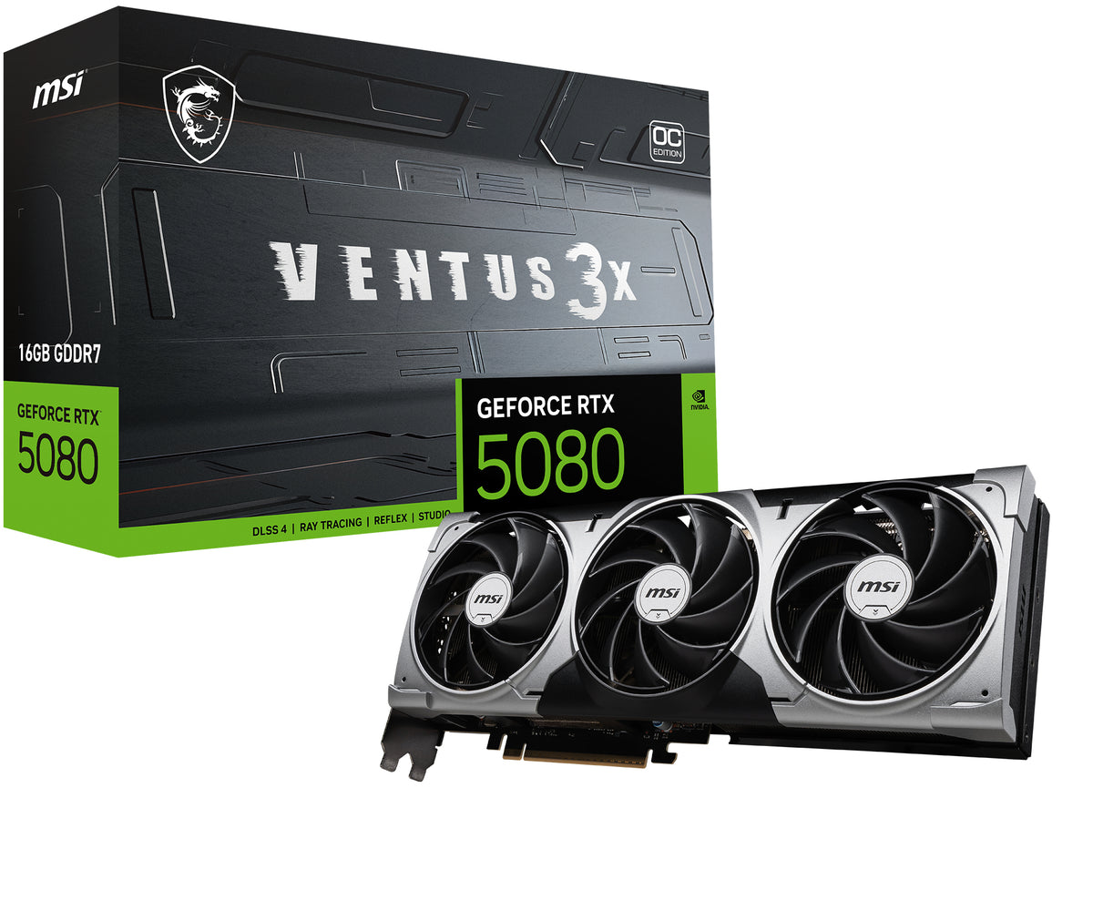 MSI nVidia GeForce RTX™ 5080 16G VENTUS 3X OC, Boost: 2640 MHz, CUDA 10752
