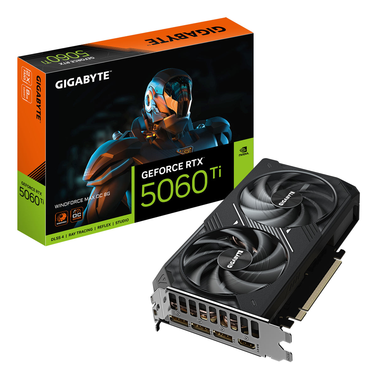 Gigabyte GeForce RTX™ 5060 Ti WINDFORCE MAX OC 8G, 2587 MHz, CUDA 4608, 28
