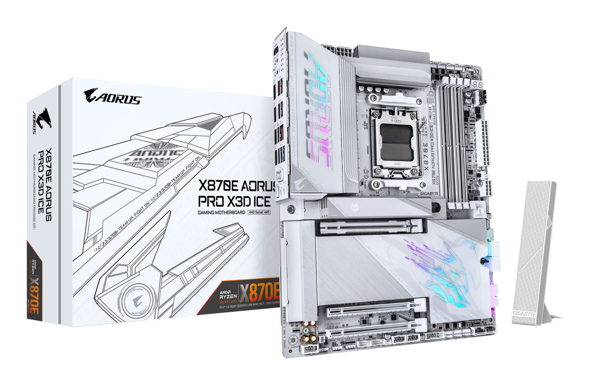Gigabyte X870E A PRO X3D ICE: AM5, DDR5 256GB, ALC1220, 5GbE LAN, Q-Flash