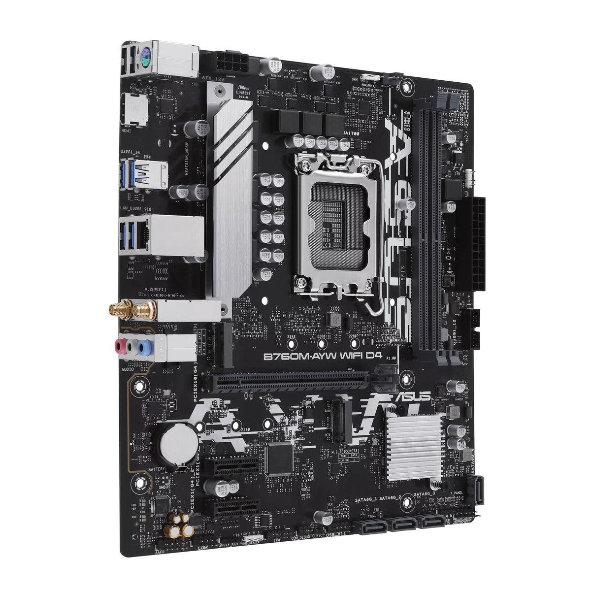 ASUS B760M-AYW WIFI D4 Intel LGA 1700 mATX Motherboard 64GB, DDR4, 1 x PCIe 4.0