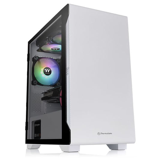 Thermaltake CA-1Q9-00S6WN-00, S100, Micro-ATX, Tempered Glass, Drive Bays: 2x2.5", 2x3.5" or 2x2.5", Expansion Slot: 4, Motherboard Support: Mini-ITX/Micro-ATX, Pre-Installed Fan: 1x120mm, Snow White, 2 Year Warranty
