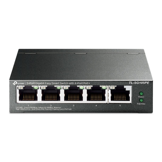TP Link TL-SG105PE, 5-Port Gigabit Easy Smart Switch with 4-Port PoE , 5 Years Warranty