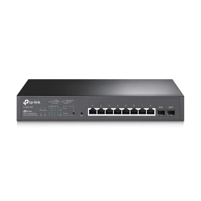 TP Link TL-SG2210MP JetStream 10-Port Gigabit Smart Switch with 8-Port PoE , 14.9Mpps Support Omada SDN, 802.1p CoS/DSCP QOS, IGMP Snoop Rack Mountable, 5 Years Warranty