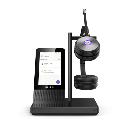 Yealink WH66-Dual-Teams, Dect Wireless Headset with Touch Screen, Busy Light on Headset, Leather Ear Cushions, 2 Year Warranty