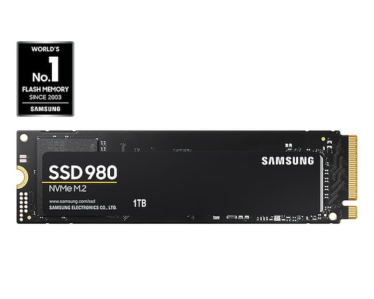 Samsung MZ-V8V1T0BW, 980 SSD, 1TB, M.2 NVMe, PCIe3.0, Read Speed: 3,500MB/s, Write Speed: 3,000MB/s, 5 Years Warranty