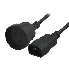 8ware RC-3083, 3 Core Power Cord with Mains Socket to IEC-C14 Male, 15cm, Black, 1 Year warranty
