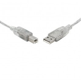 8ware UC-2001AB, USB 2.0 Cable, 1m, A to B Transparent Metal Sheath UL Approved, 1 Year warranty