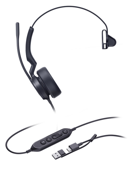 Yealink UH44 Mono USB-C/A Microsoft Certified USB Wired Headset, Dual