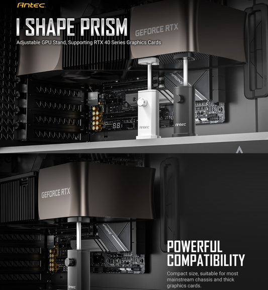 (LS)Antec IGPU, VGA Bracket Holder. Solid Construction & durability - White Aluminum Alloy Metal. Magnetic Non-Slip Base, Tool Free. Stable Rubber Pad