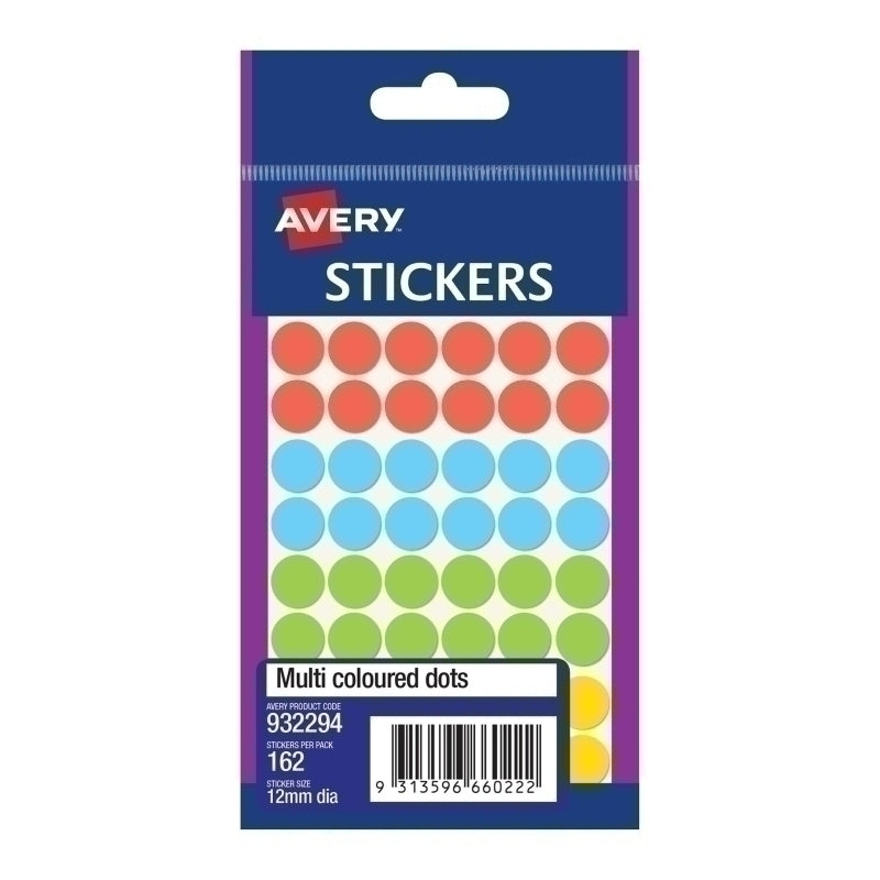 AV Asst Dots 12mm Pk162 Bx10