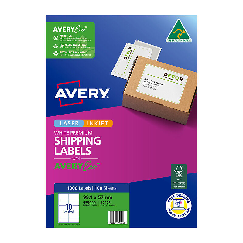 AveryEco Lbl L7173 10UP Pk100
