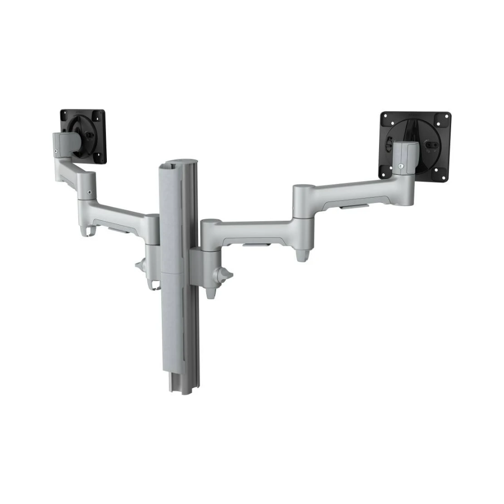 Atdec Dual Monitor Mount with Swing Arms - Bolt Through - Silver