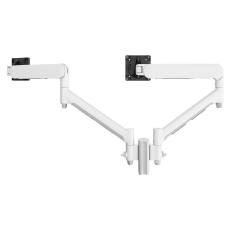 Atdec Dual Dynamic Monitor Arm Mount on Short Post - Grommet Clamp - White