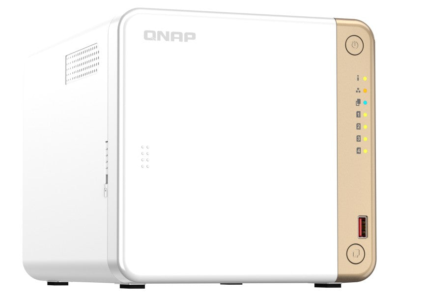 QNAP TS-462-4G 4-Bay desktop NAS, IntelÂ® CeleronÂ® N4505 dual-core, 4 GB DDR4 onboard not expandable, 4 x 3.5'/2.5' SATA 6Gb/s drive bays, 2 x M.2 2280