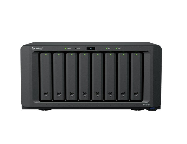 Synology DiskStation DS1825+ 8 Bay NAS, Diskless 3.5' HDD/SSD (0/8), 2x M.2 NVMe (0/2), AMD Ryzen V1500B 4 Core 2.2GHz, 4GB RAM, Synology Drives Only