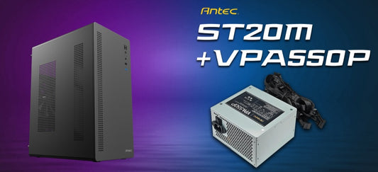 Antec ST20M + VPA550P, Mid Tower, mATX/ITX, 1x120mm Rear Fan, GPU ≤265mm, CPU