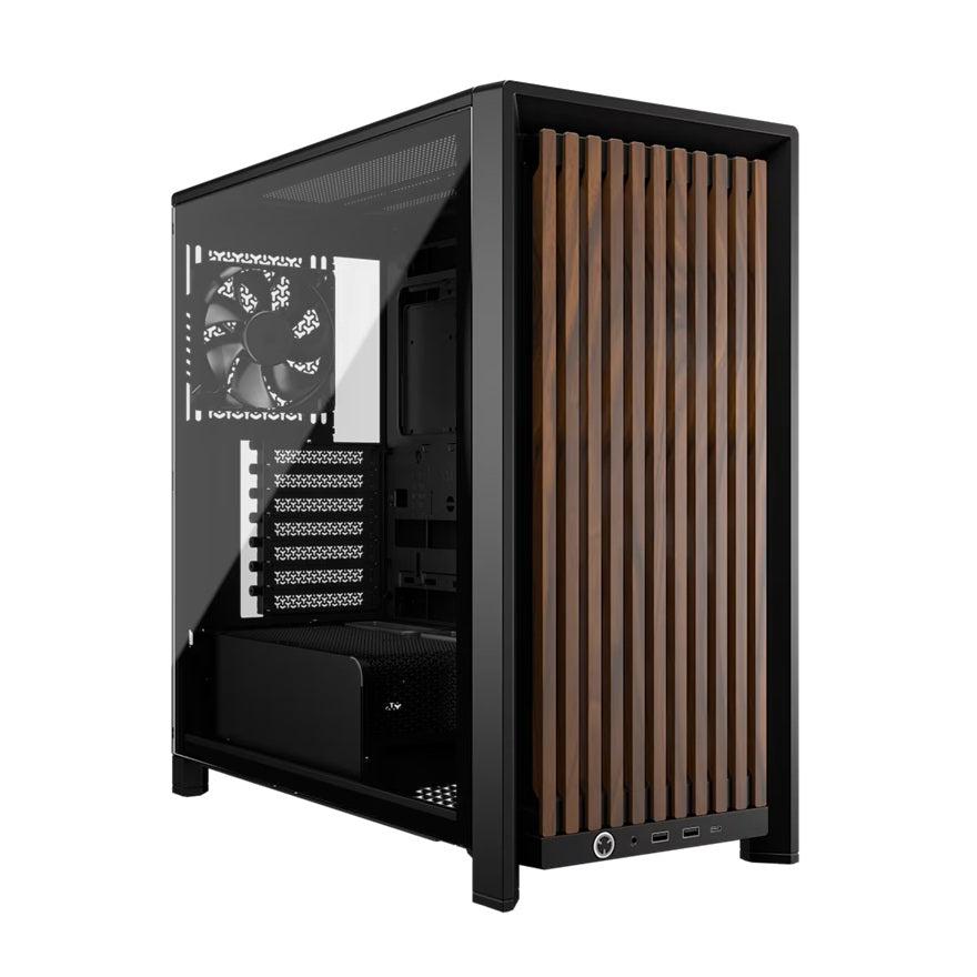 Corsair FRAME 4000D WOOD RS Modular Mid-Tower PC Case - White/Walnut, E-ATX ATX