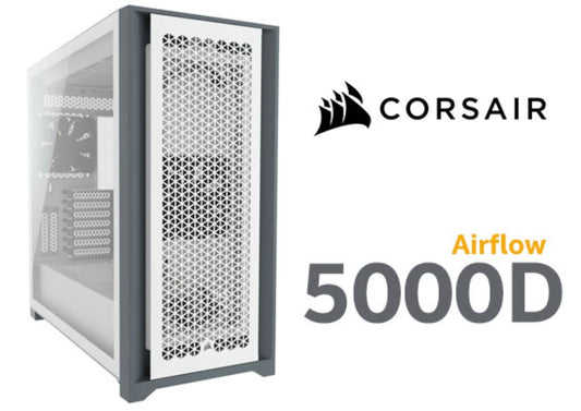 (LSCorsair 5000D AIRFLOW E-ATX, ATX, USB Type-C, 1x 120mm Front & Rear, Radiator 360mm. 7+2 PCI Slot, 4x 2.5' SSD, 2x 3.5' HDD. VGA 420mm. White.