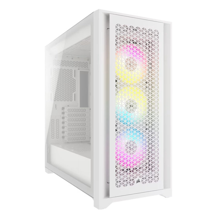 (LSCorsair iCUE 5000D RGB High Airflow, 3x AF120 RGB Elite Fan, Lighting Node Pro Controller, Tempered Glass Mid-Tower, White Gaming Case
