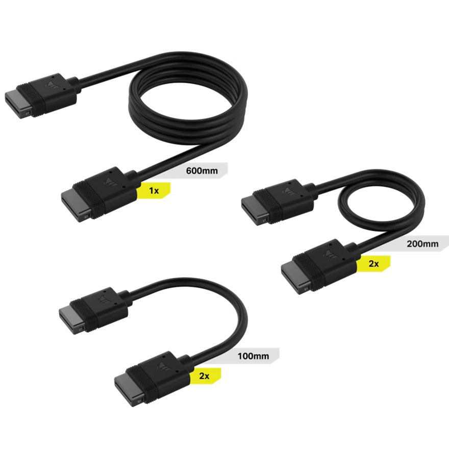 Corsair  iCUE LINK Cable Kit - 100mm x 1, 200mm x 1, 600mm x 1 Black