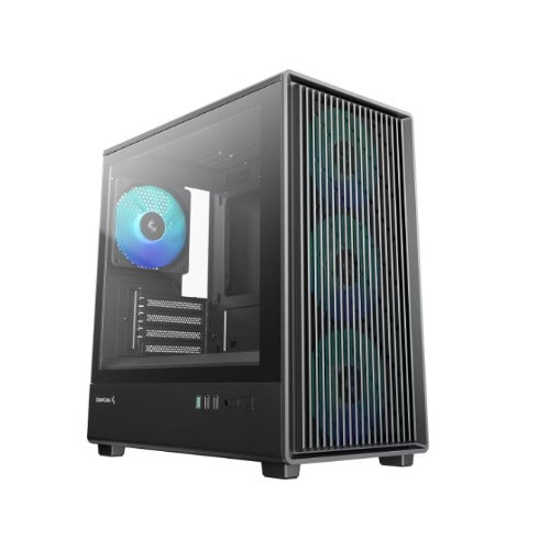 DeepCool CC350 4F Mid Tower Micro ATX Case. 4 Pre-installed Fans, USB3.0 x1