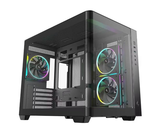 DeepCool CG330U 3F Panoramic Curved Glass Dual Chamber Micro-ATX Case, 3